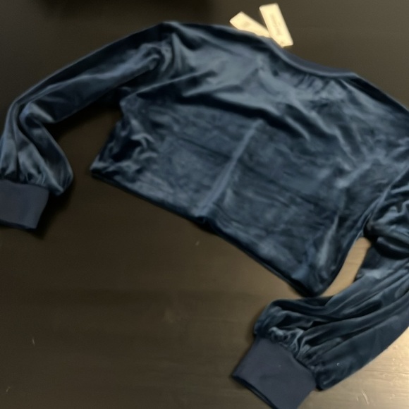 Juicy Couture Blue Velvet Cropped balloon sleeve Sweatshirt - Picture 5 of 5